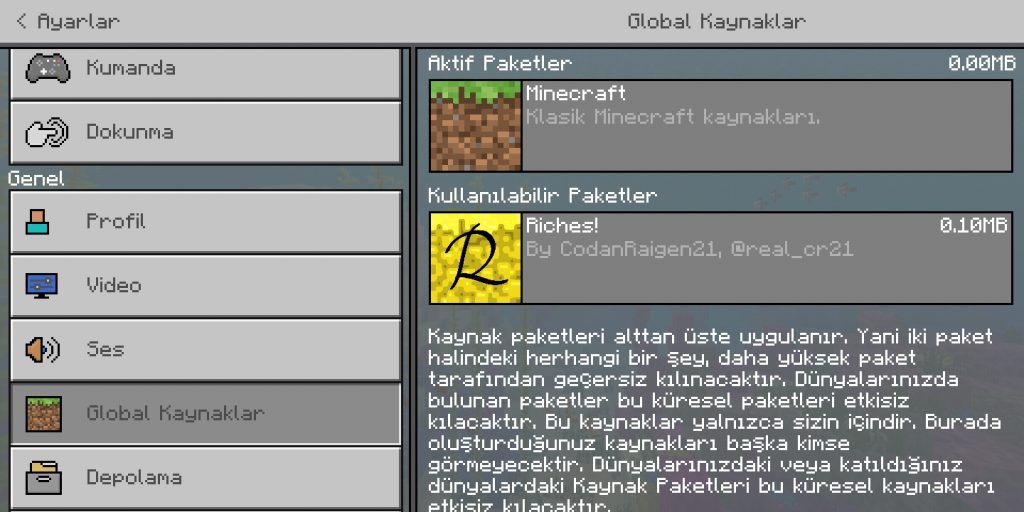 .zip'li Doku Paketini Minecraft'ıma Nasıl Koyarım?